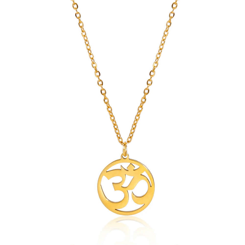 Collier pendentif OM doré acier inoxydable