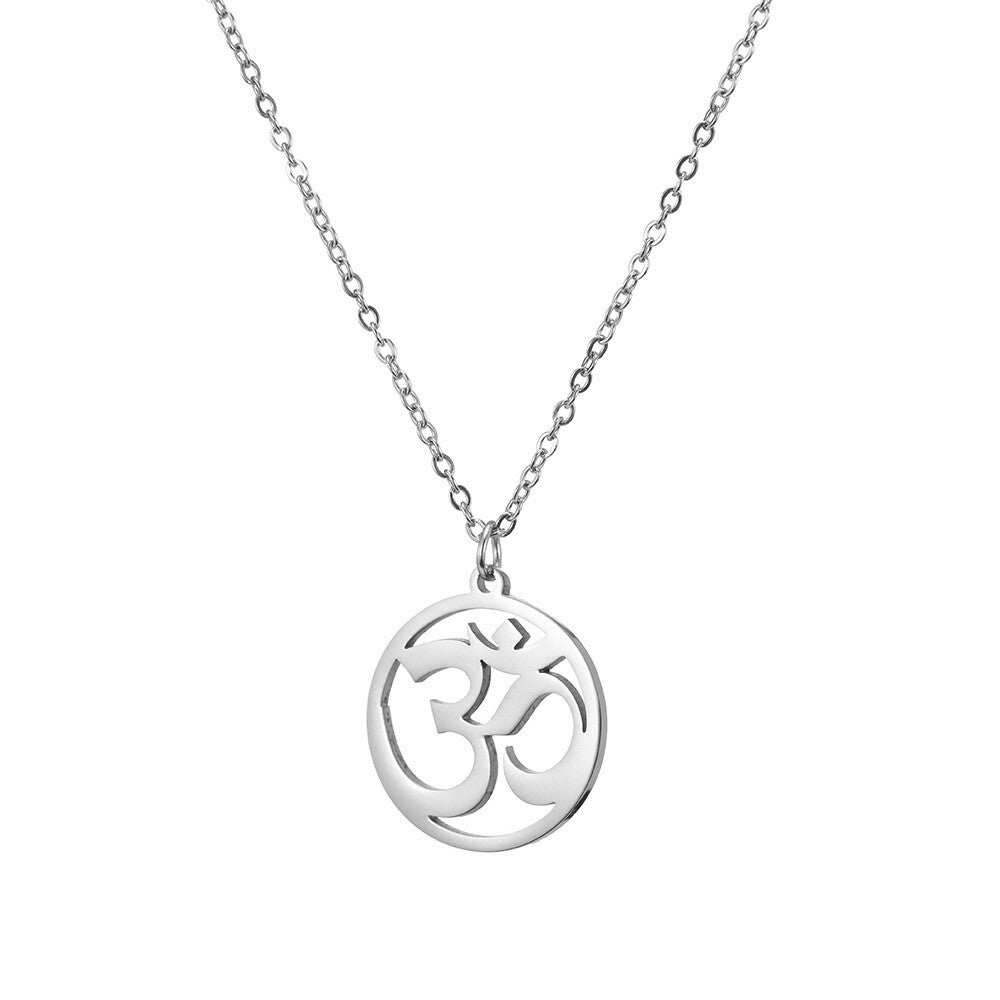 Collier pendentif OM argenté acier inoxydable