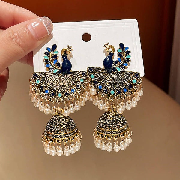 Boucles d'oreilles style paon