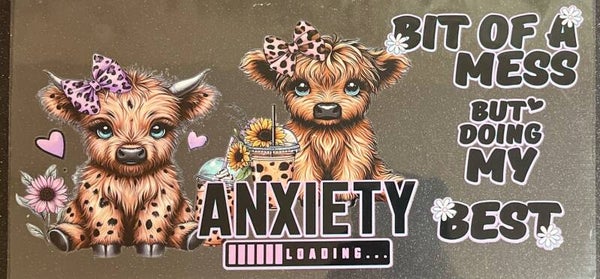 Anxiety highland cow 16oz cup wrap