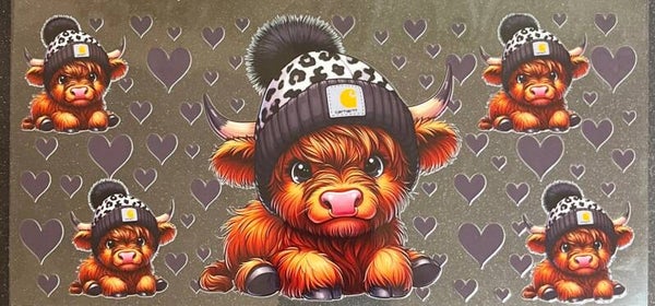 Fluffy highland cow 16oz cup wrap