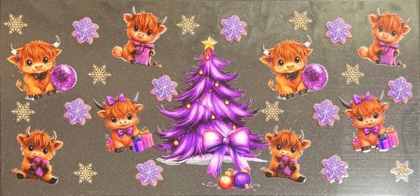 Purple tree with cows 16oz cup wrap