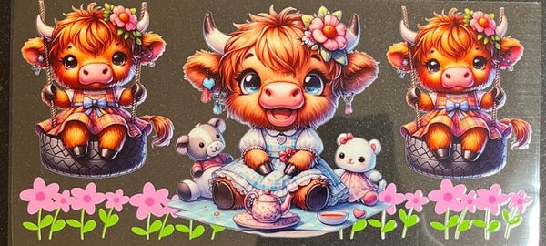 Tea party cow 16oz cup wrap