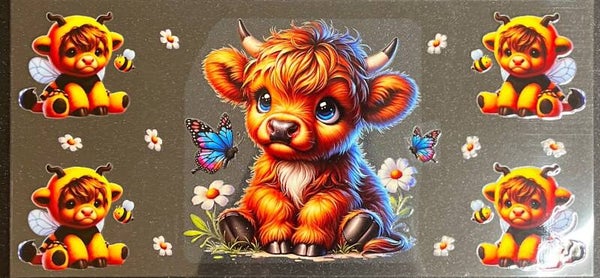 Bubble highland cow 16oz cup wrap