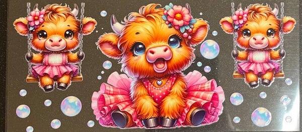 Blow bubbles highland cow 16oz cup wrap