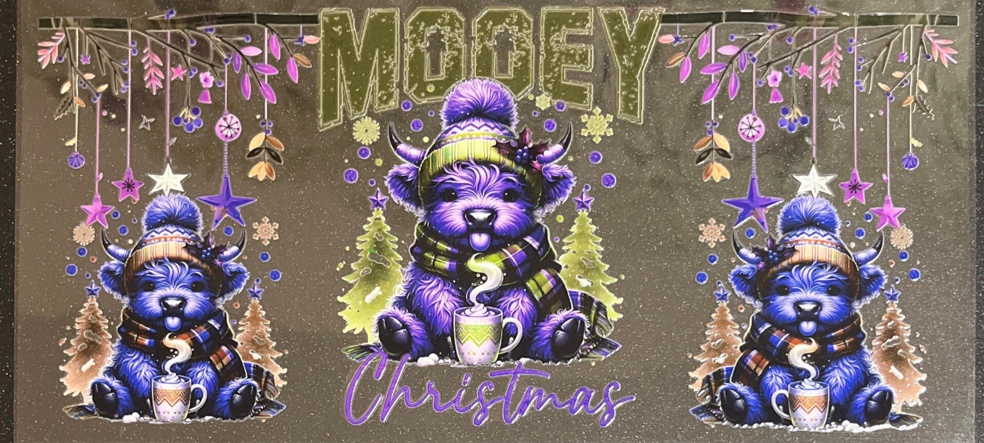 Mooey Christmas cow 16oz cup wrap