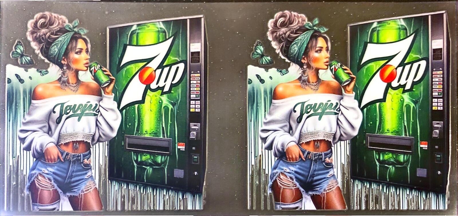 Girl drinking Frizzy drink 16oz cup wrap