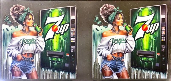 Girl drinking Frizzy drink 16oz cup wrap