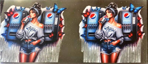 Girl drinking Frizzy drink 16oz cup wrap