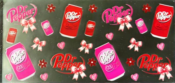 Pink bow and heat frizzy drink 16oz cup wrap