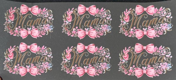 Mama Pink Bow Floral Pattern 16oz Cup Wrap