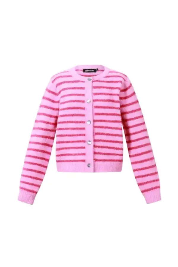 Vest met knopen gestreept roze