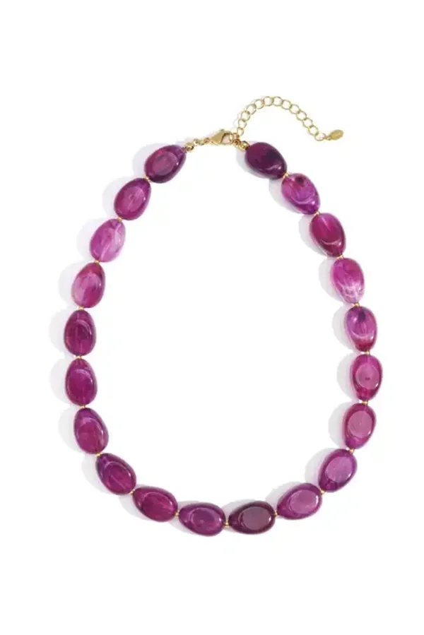 Ketting acryl kralen paars