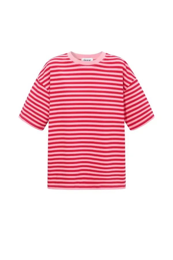T-shirt gestreept roze/rood