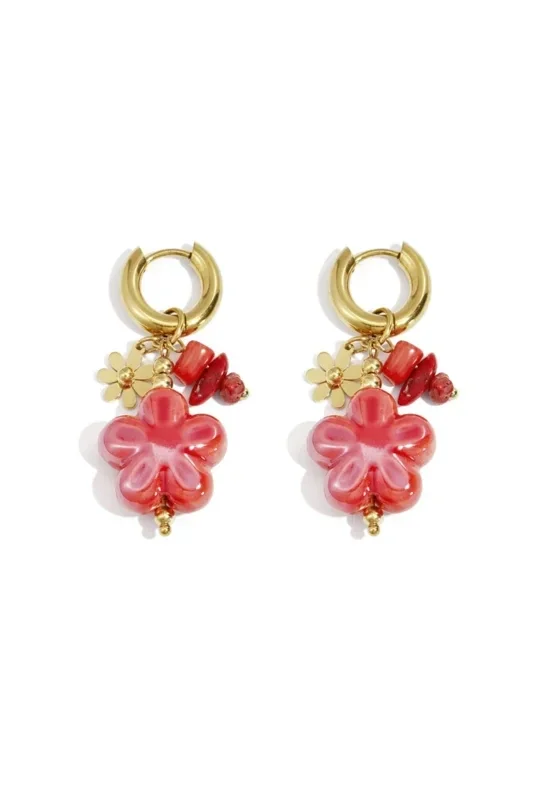 Oorbelhanger flower red