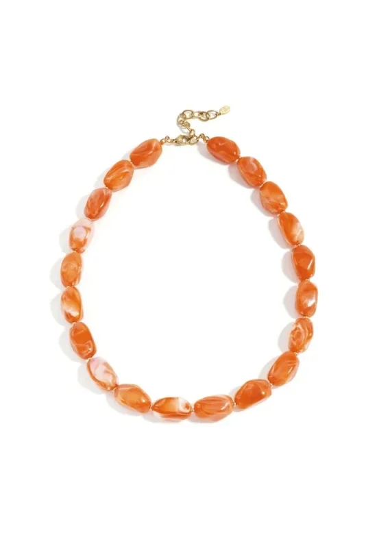 Ketting acryl kralen oranje