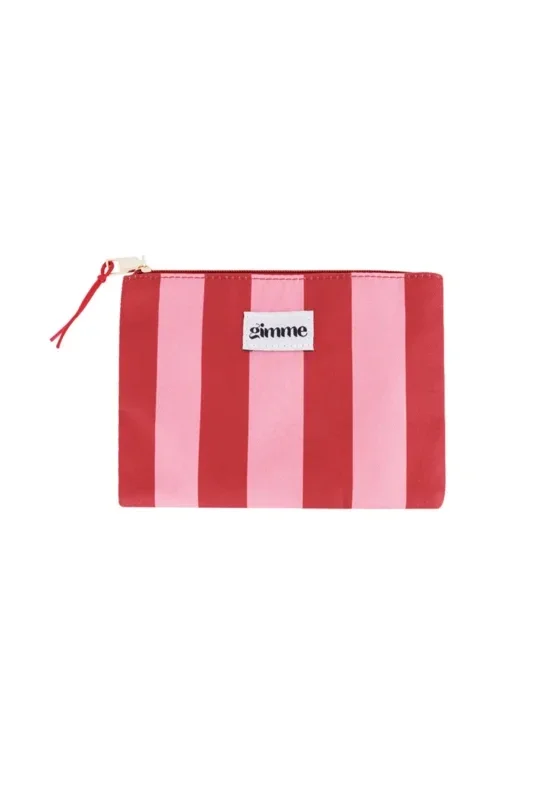 Make-up tas klein gestreept rood/roze