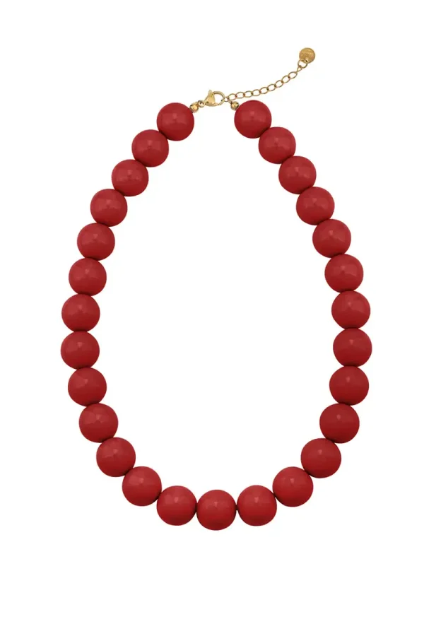 Kralenketting grote kralen rood