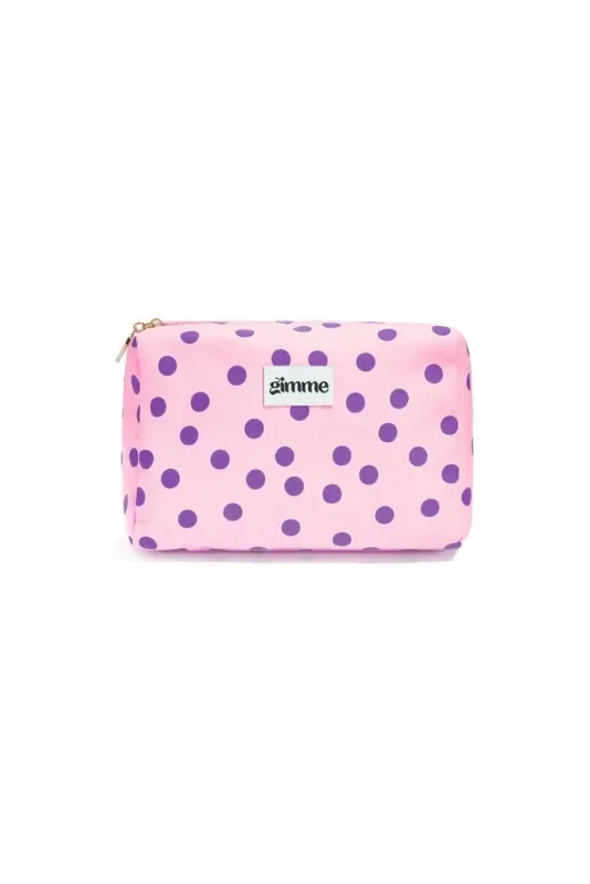 Make-up tas groot polka dots roze/paars