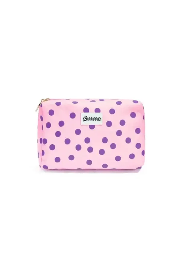 Make-up tas groot polka dots roze/paars