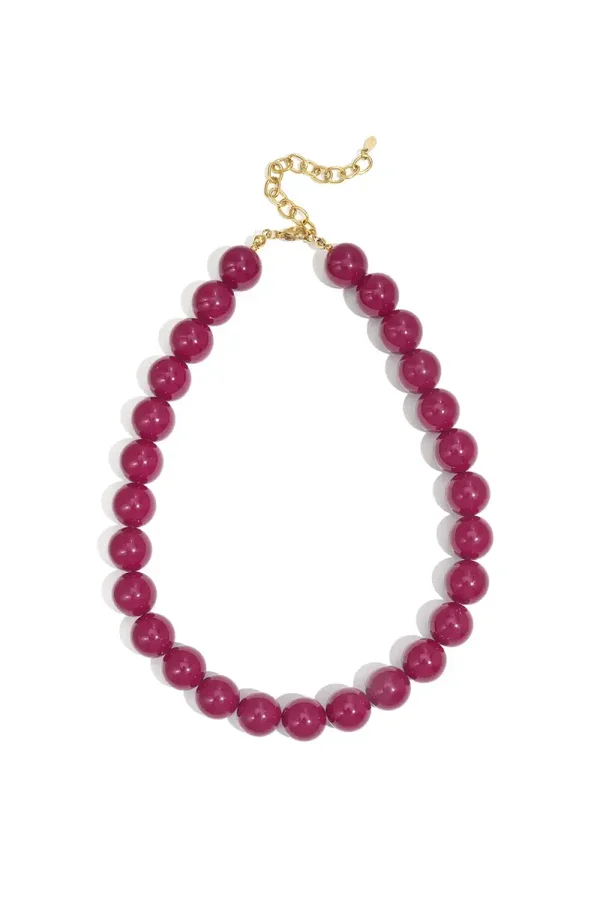 Kralenketting grote kralen fuchsia