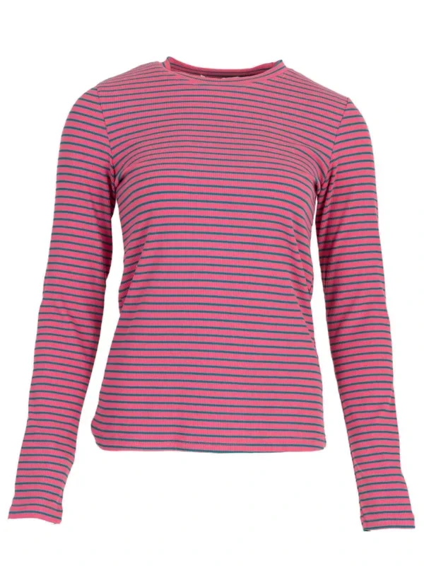 Longsleeve gestreept roze/groen