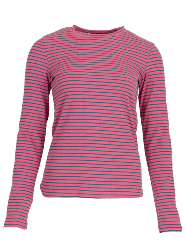 Longsleeve gestreept roze/groen