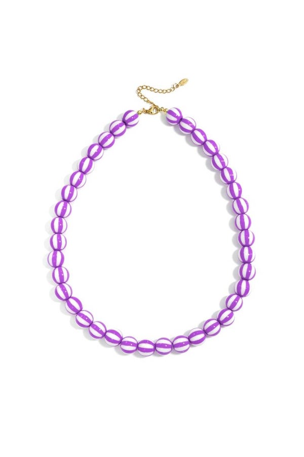 Kralenketting gestreept paars