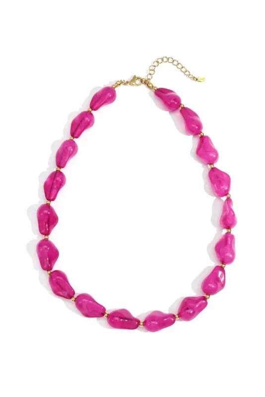 Ketting acryl kralen roze