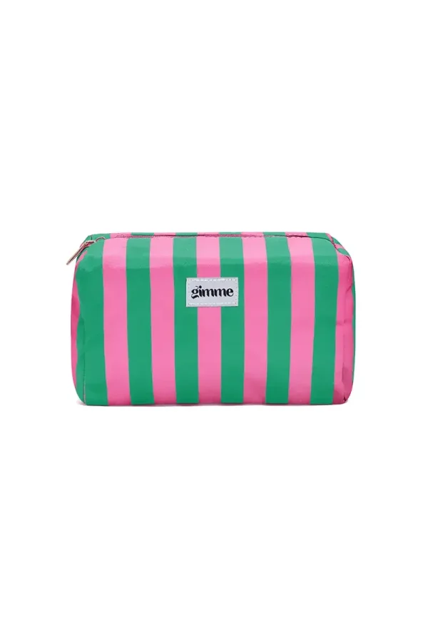 Make-up tas groot gestreept dik groen/roze