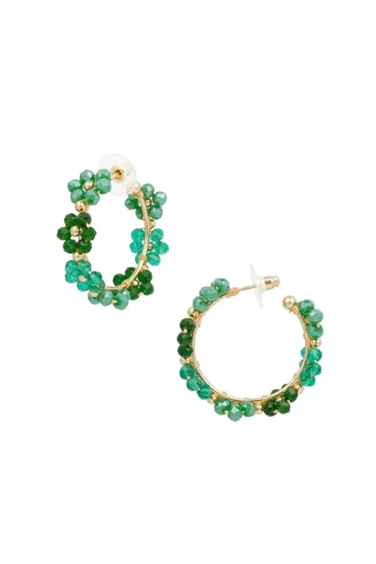 Oorbel glazige bloemen groen