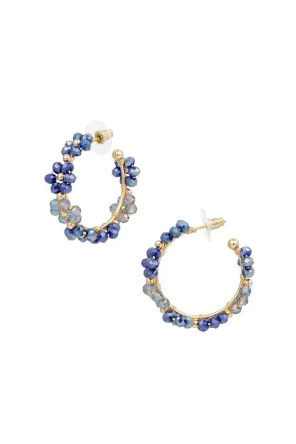 Oorbel glazige bloemen blauw