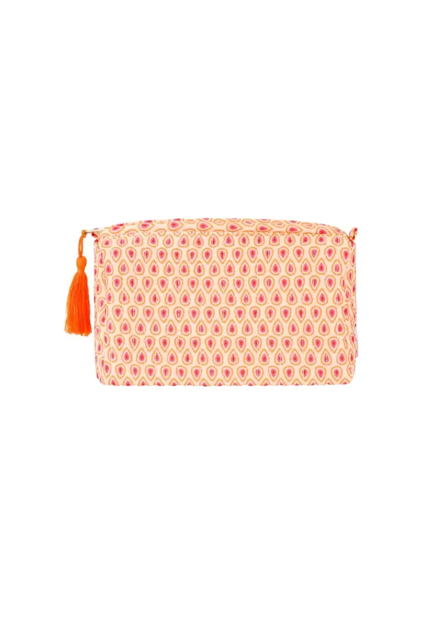 Make-up tas retro groot oranje/roze
