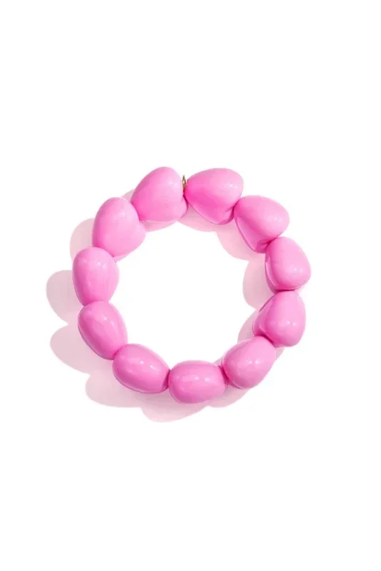 Armband hartjes kralen felroze