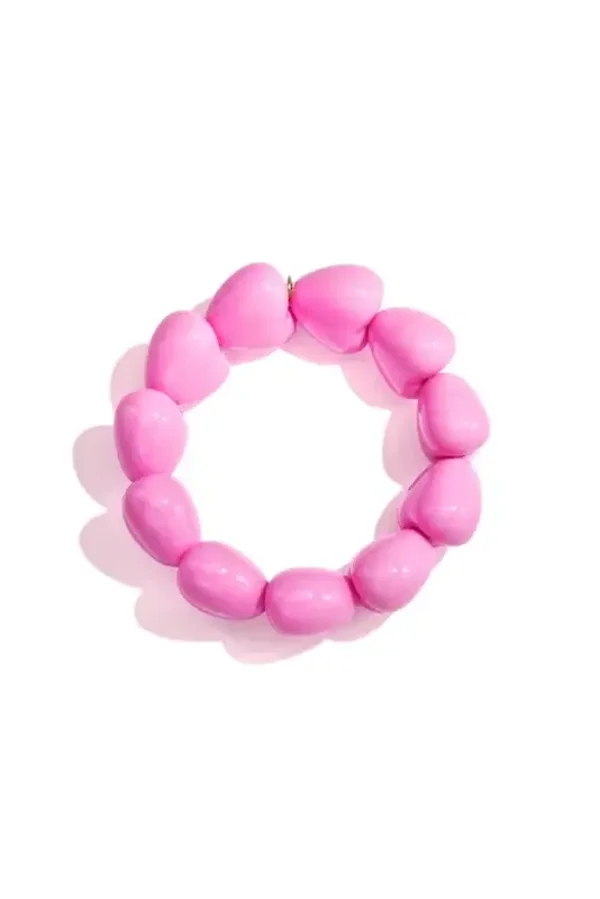 Armband hartjes kralen felroze