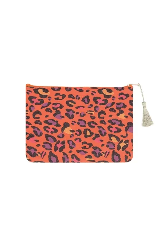 Make-up tas klein panter oranje