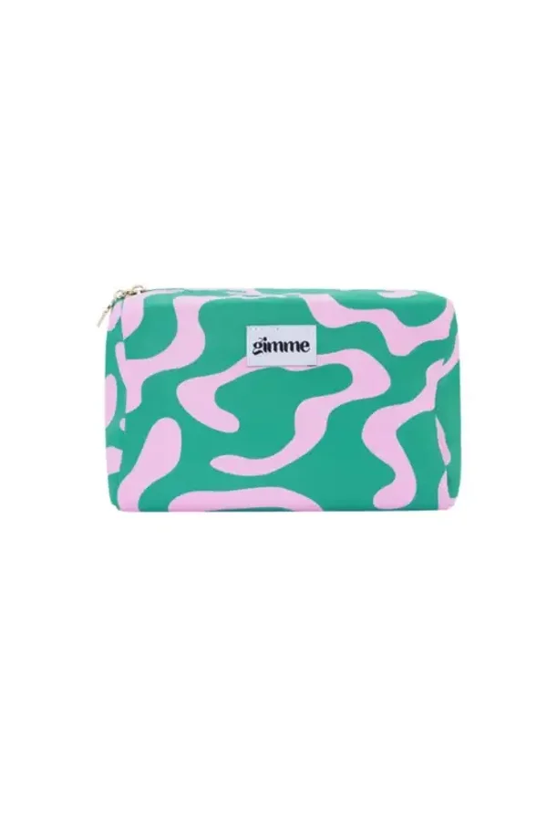 Make-up tas groot golf groen/lichtroze