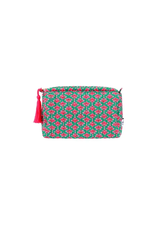 Make-up tas retro klein groen/roze