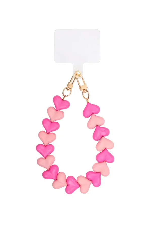 Telefoonkoord hartjes roze/lichtroze