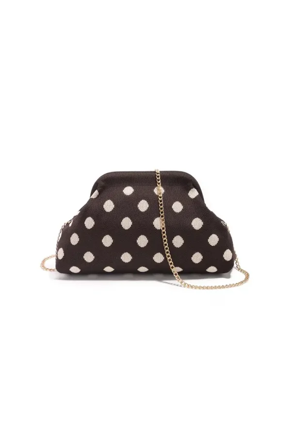 Clutch polka dots bruin/wit
