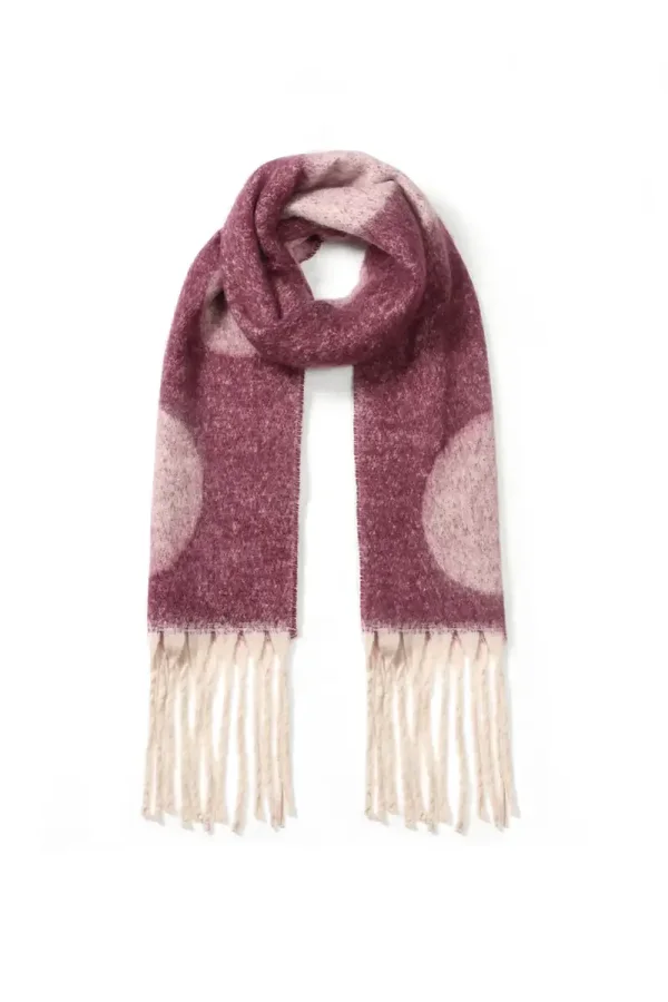 Sjaal franjes polka dots bordeau