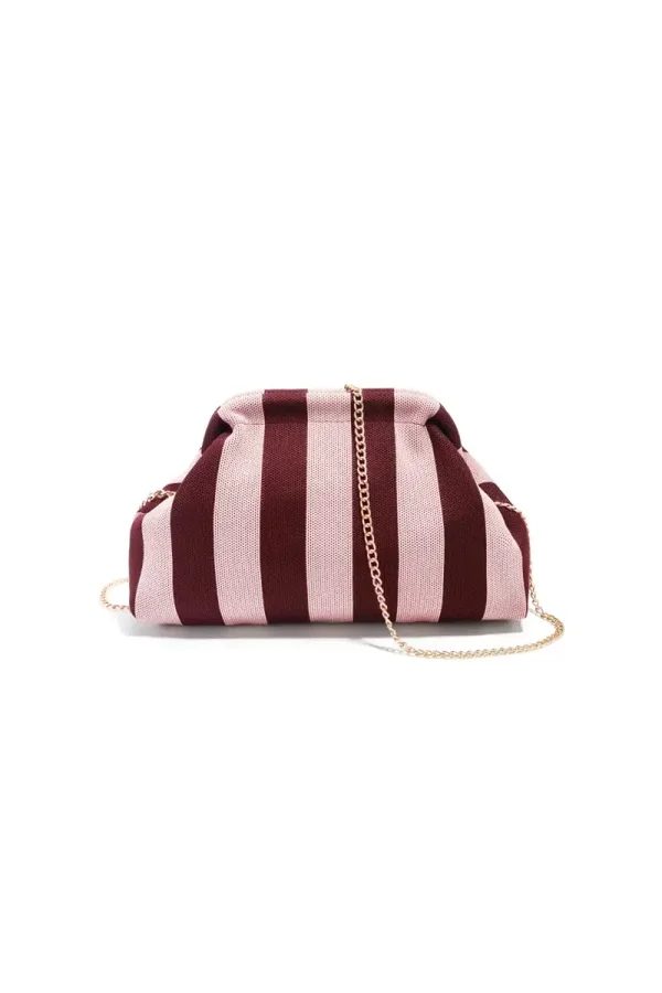 Clutch strepen bruin/roze