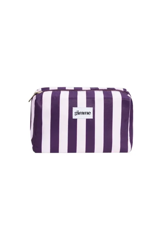 Make-up tas groot gestreept wit/paars
