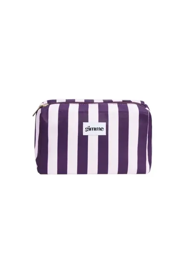 Make-up tas groot gestreept wit/paars