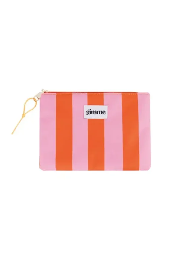 Make-up tas klein gestreept oranje/roze