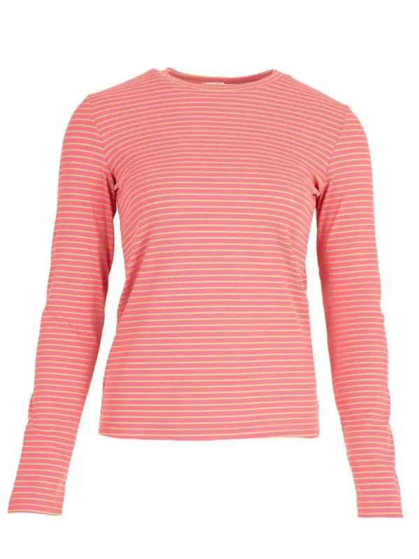 Longsleeve gestreept roze/limegroen