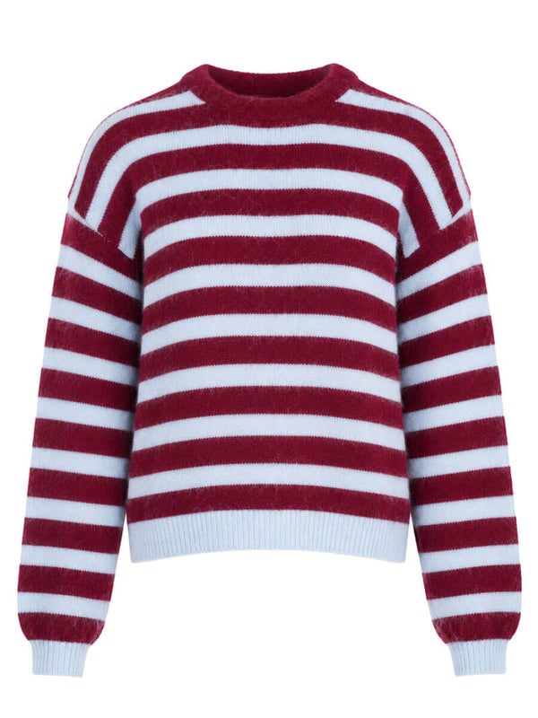 Knit bordeau/blauw