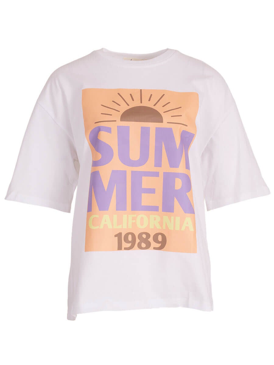 T-shirt wit summer peach