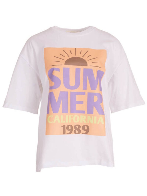 T-shirt wit summer peach