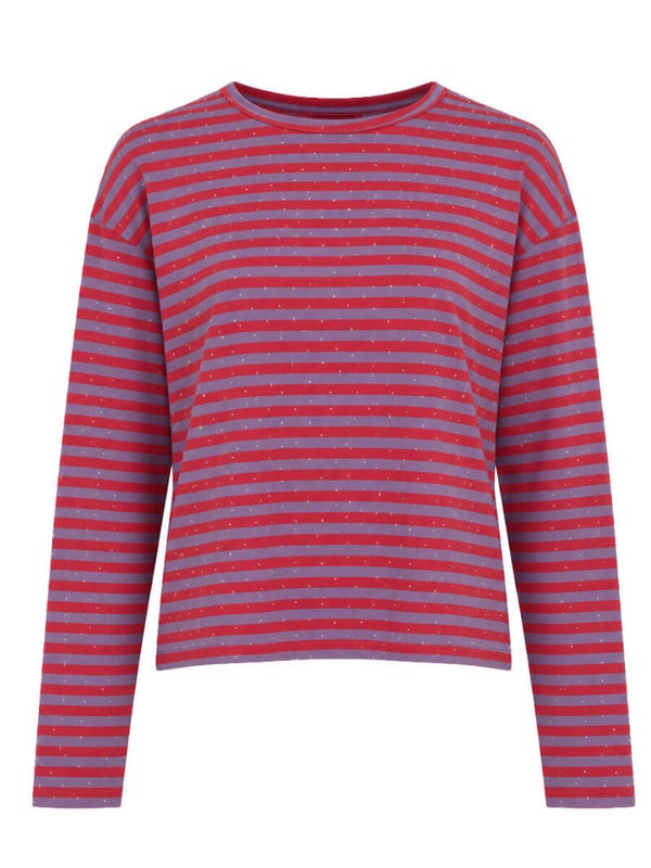 Longsleeve gestreept sparkle bordeau rood/paars
